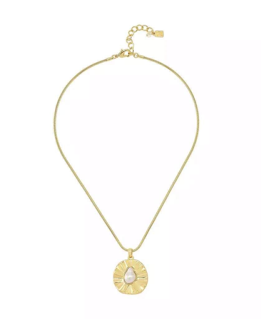 Robert Lee Morris Faux Cultivated Pearl Textured Coin Pendant Necklace 1