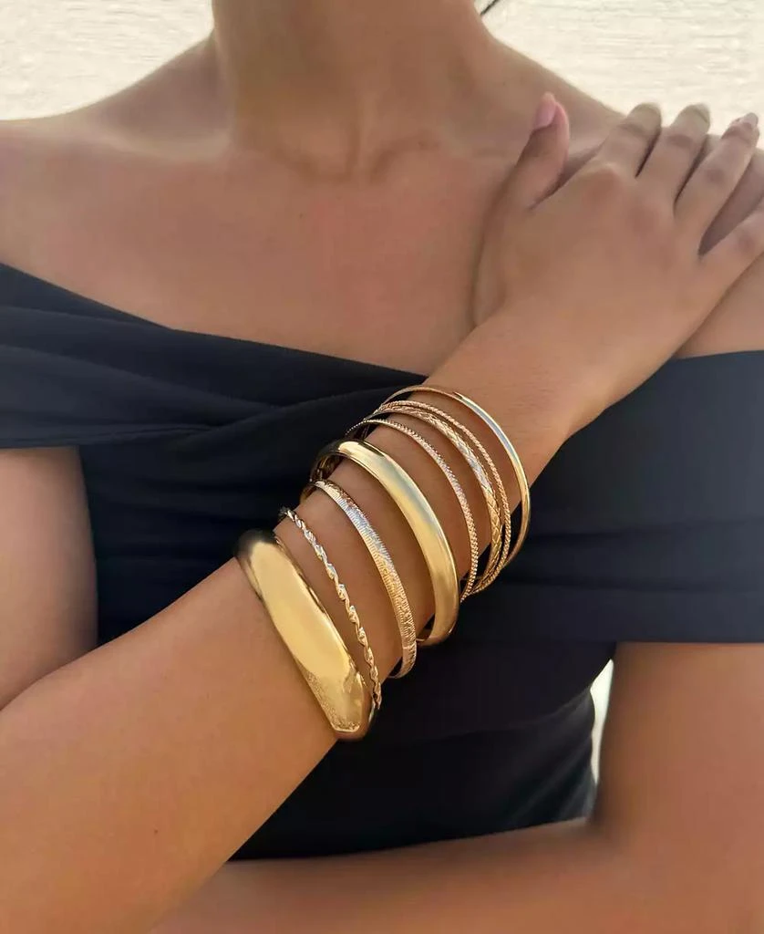 ADORNIA Gold 8-Bangle Set 3