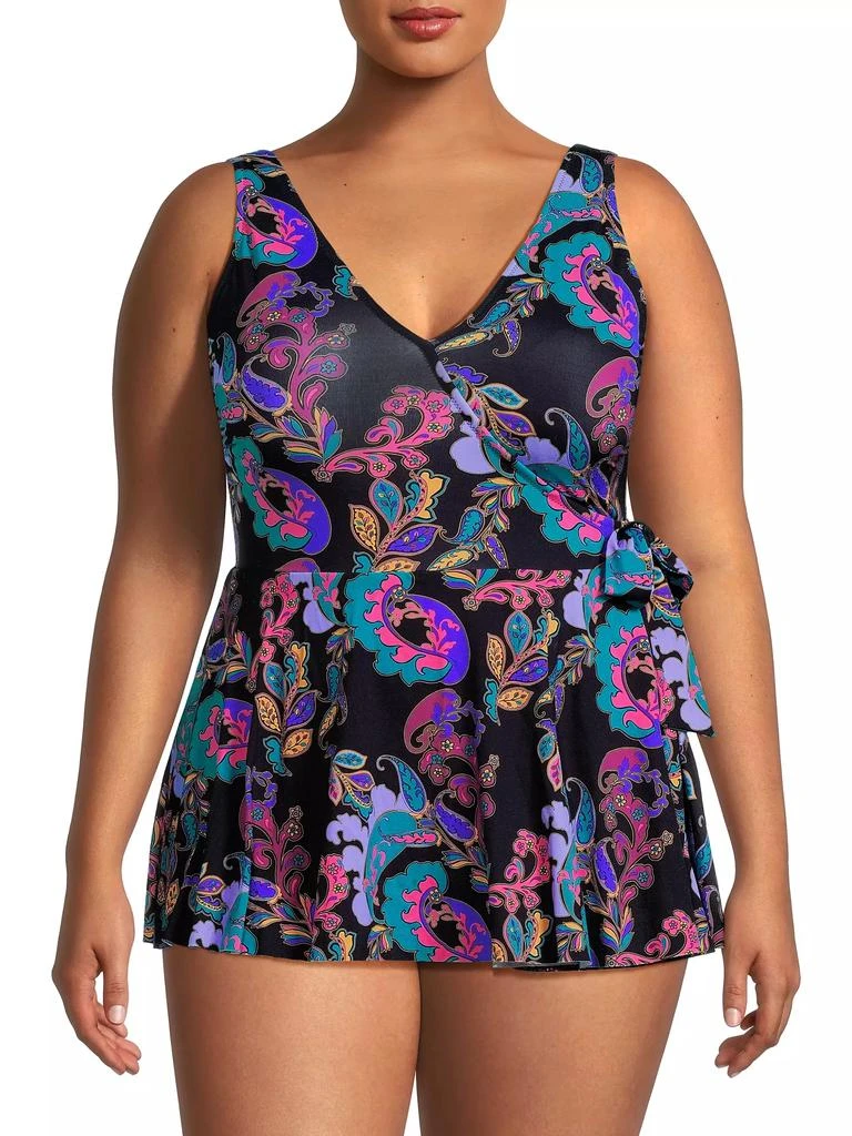 Johnny Was Plus Fatima Wrap-Skirt One-Piece Swimsuit 3