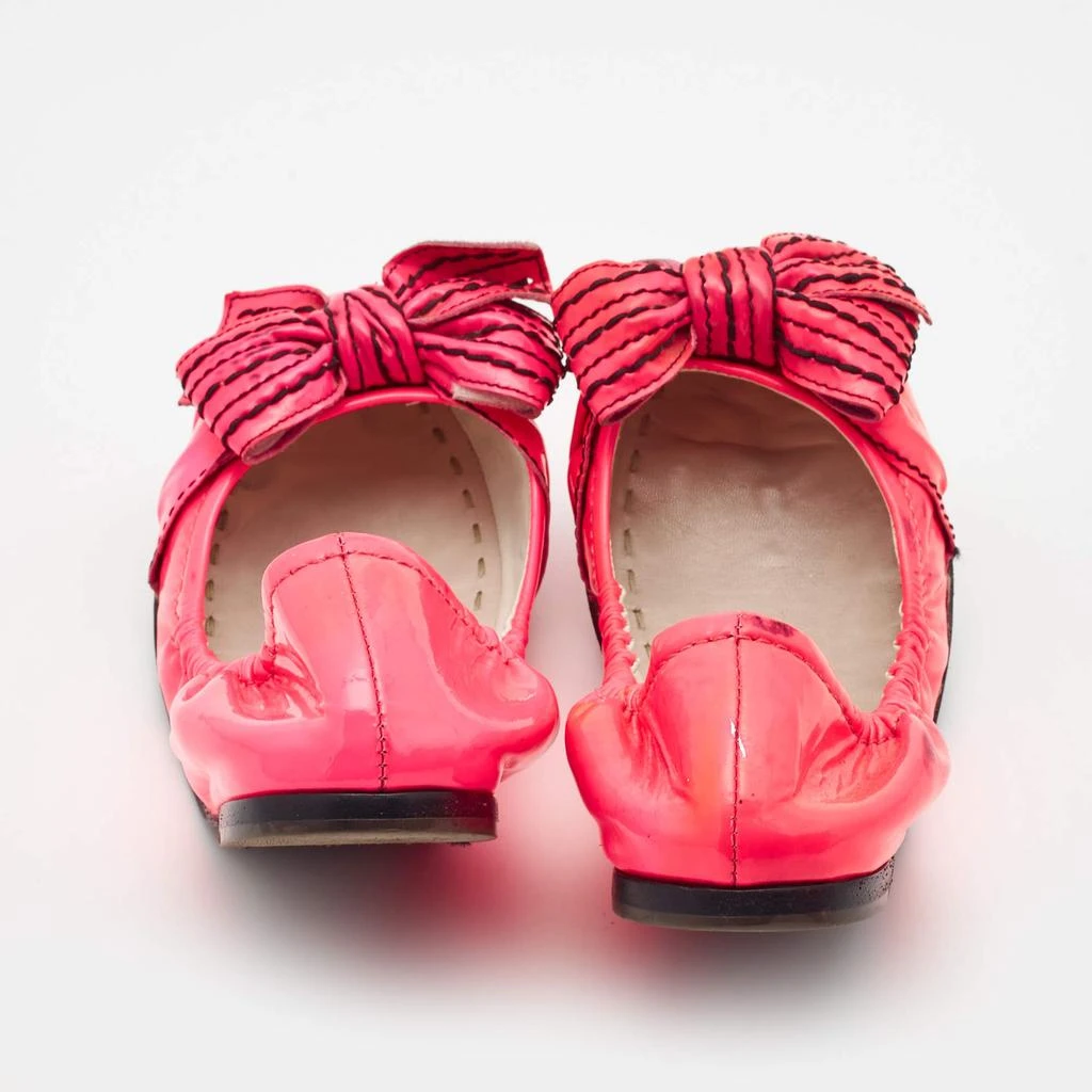 Miu Miu Miu Miu Pink Patent Leather Bow Scrunch Ballet Flats Size 37 6