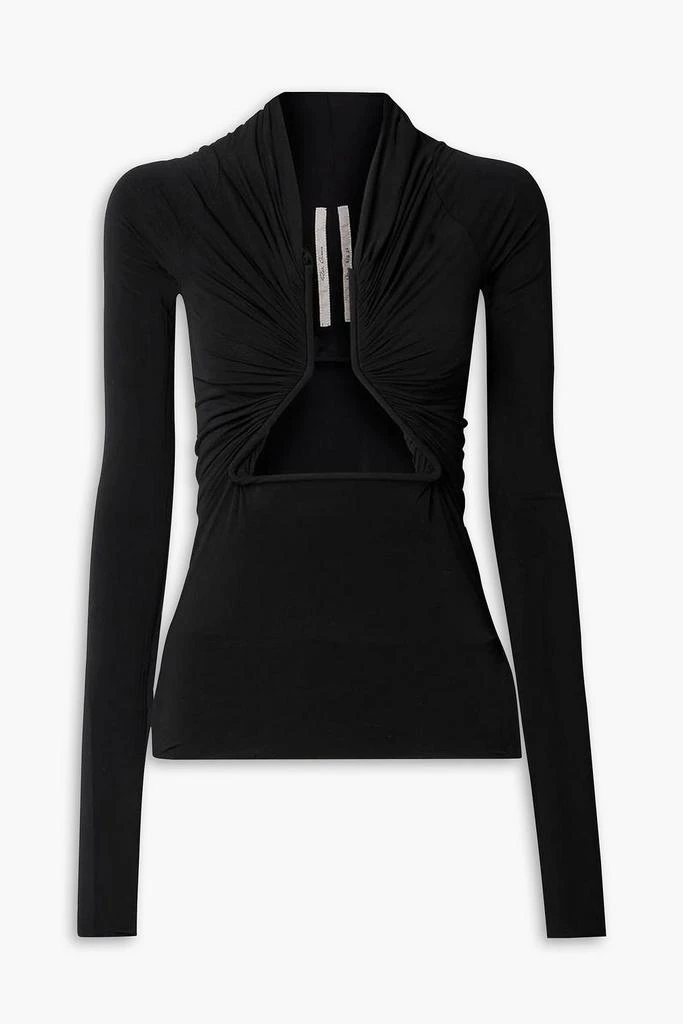 RICK OWENS Cutout ruched stretch-jersey top 1