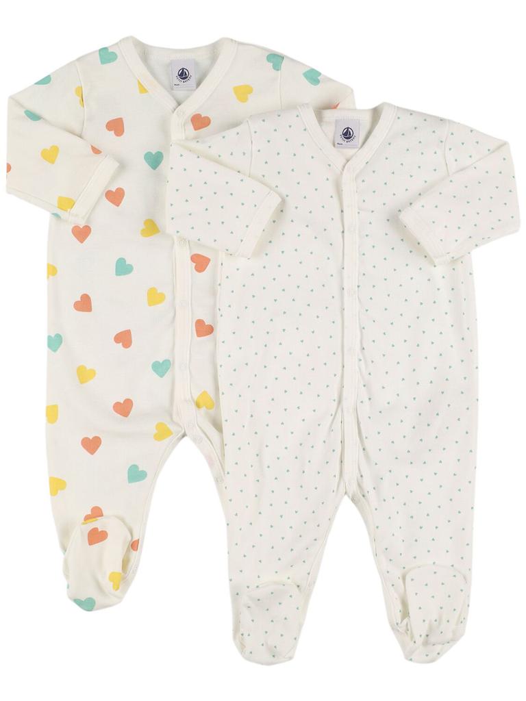 PETIT BATEAU Set Of 2 Cotton Jersey Rompers