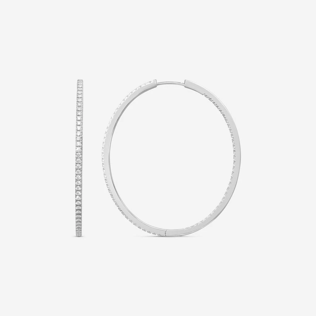 Mémoire Mémoire 18K White Gold Diamond Oval Hoop Earrings CHHO223 3