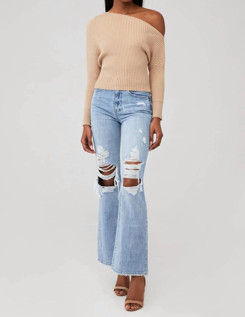 Line & Dot Blair Off Shoulder Sweater In Sand 4