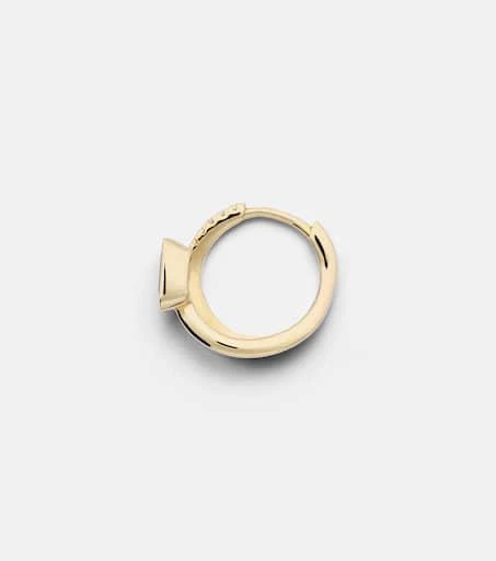 Roxanne First 14kt gold single hoop earring with diamonds and garnet 4