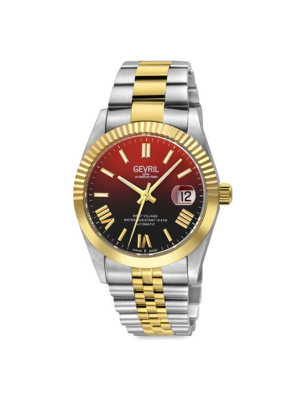 Gevril West Village Fusion Elite 40MM Two Tone Stainless Steel Bracelet Watch 1