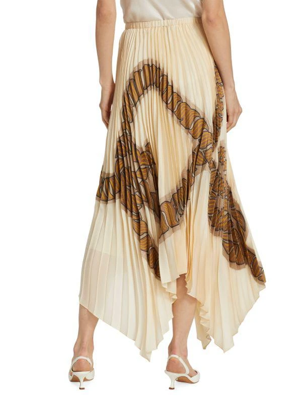 Lafayette 148 New York Rope-Print Pleated Silk Handkerchief Skirt 2