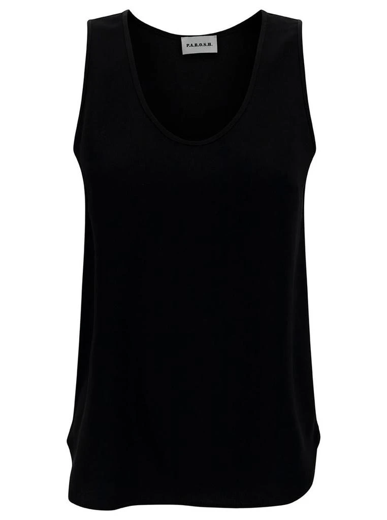 P.A.R.O.S.H. Black Tank Top With Plunging U Neckline In Polyamide Woman 1