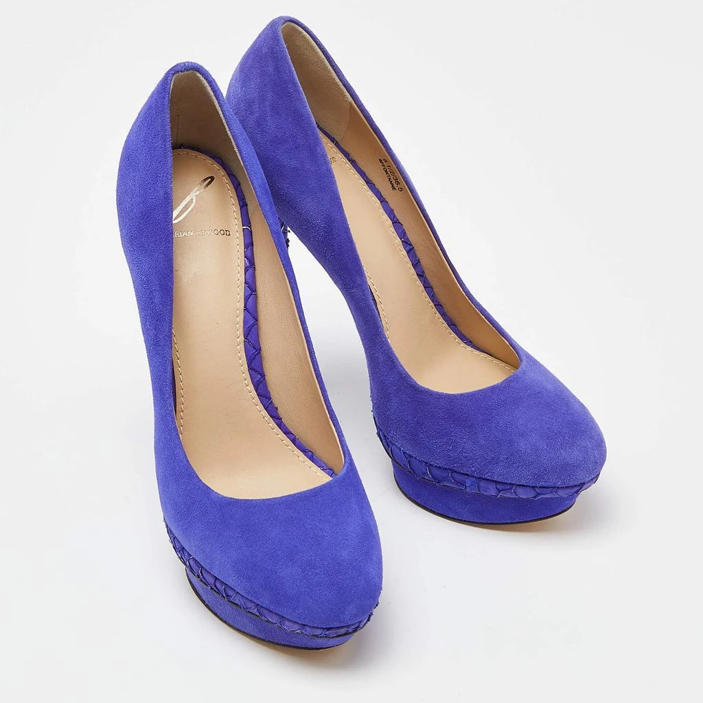 Brian Atwood Brian Atwood Blue Suede and Snakeskin Embossed Leather Platform Pumps Size 37 4