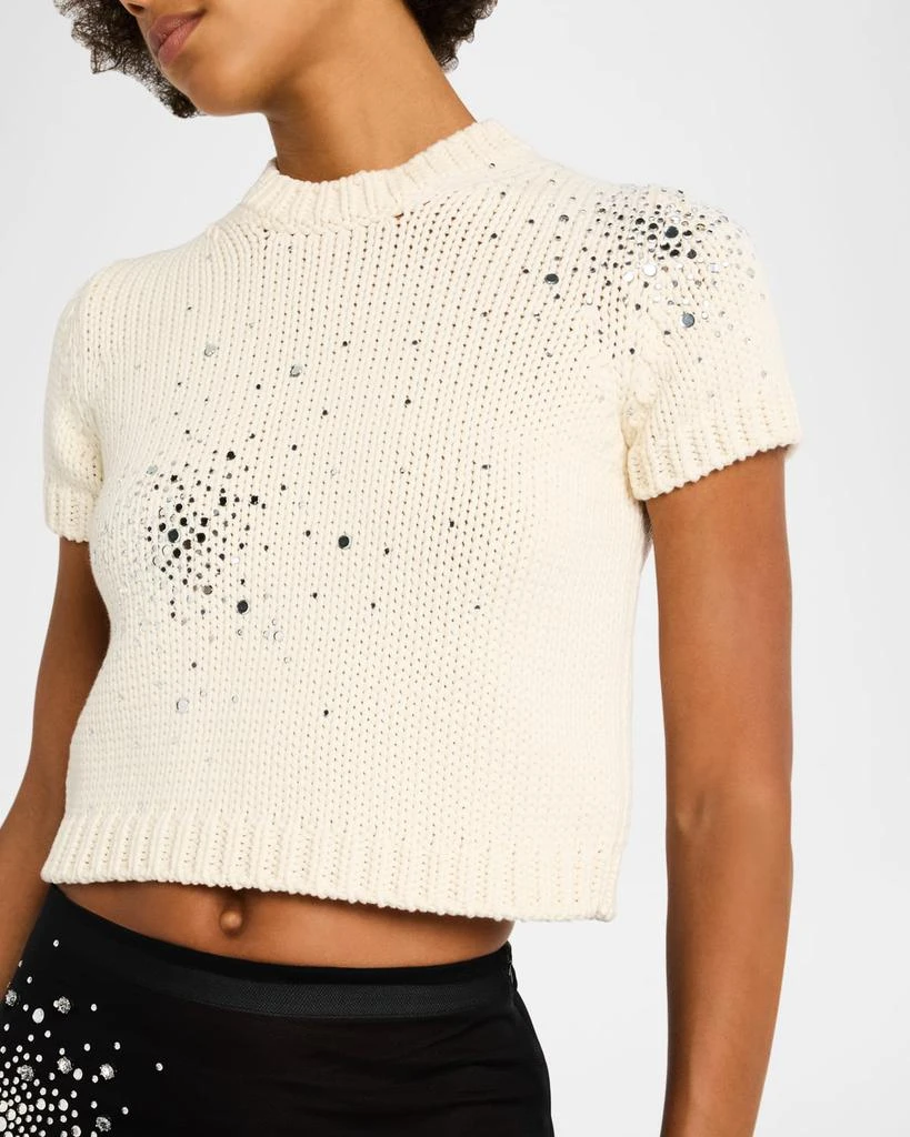 Des Phemmes Embroidered Chunky Knit Crop Top 5