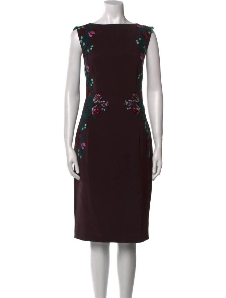 LELA ROSE Lela Rose - Floral Embroidered Sheath Midi Dress 1
