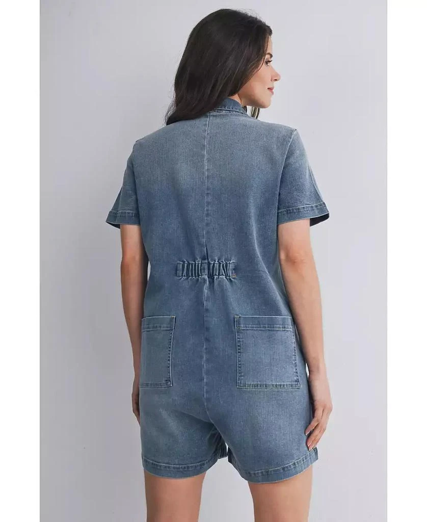 Hello Miz Maternity Nursing-Friendly Button Down Collared Short Sleeve Romper 3