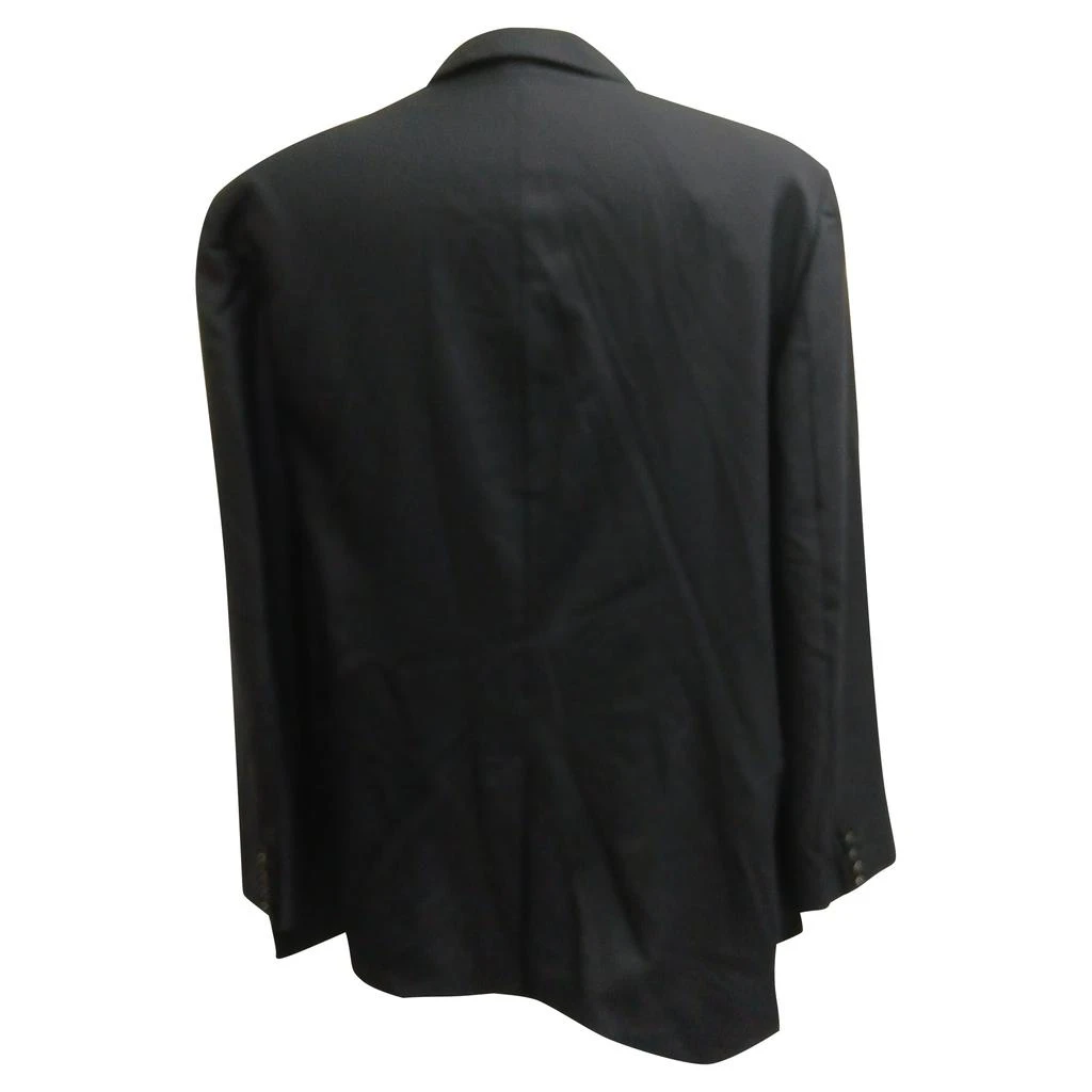 Burberry Single-Breasted Blazer with Pockets in Navy Blue Wool 3