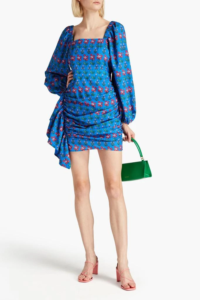 Rhode Mina draped floral-print crepe de chine mini dress 2