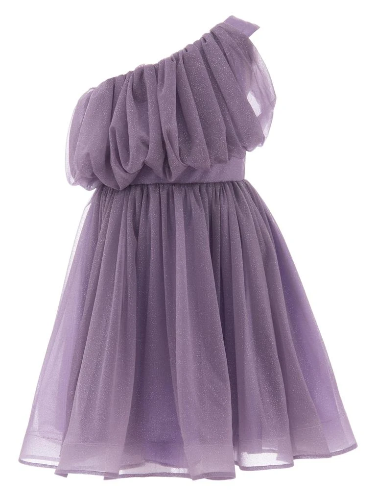 Tulleen Purple Izorah Off Shoulder Glitter Dress