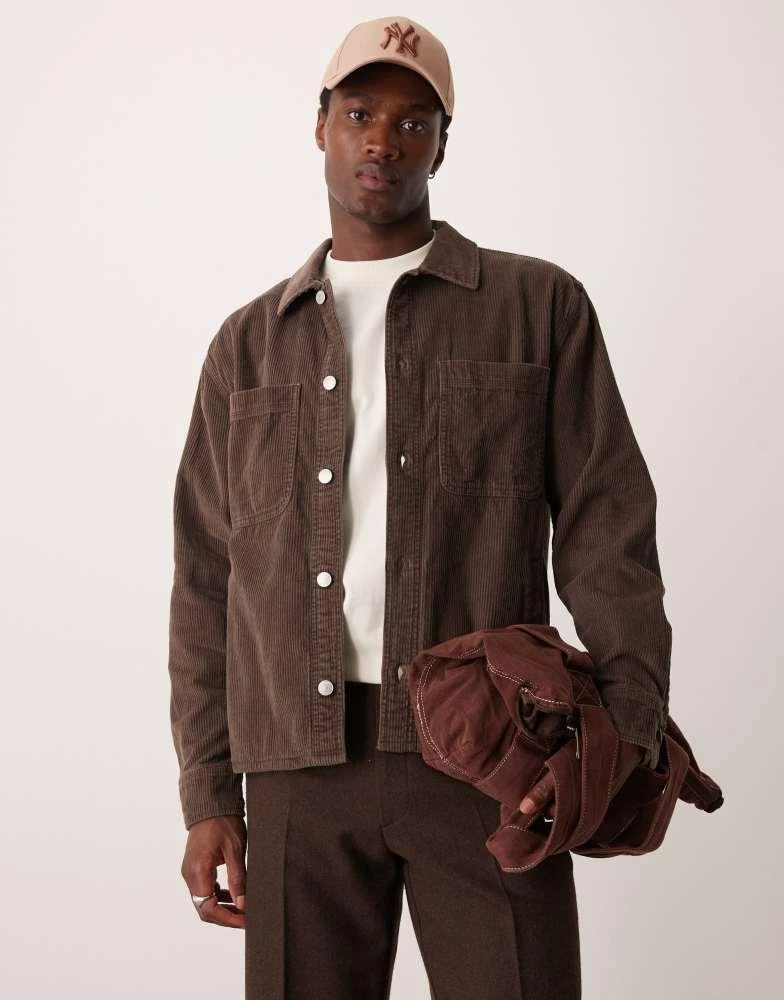 Abercrombie & Fitch Abercrombie & Fitch washed cord overshirt in brown 1