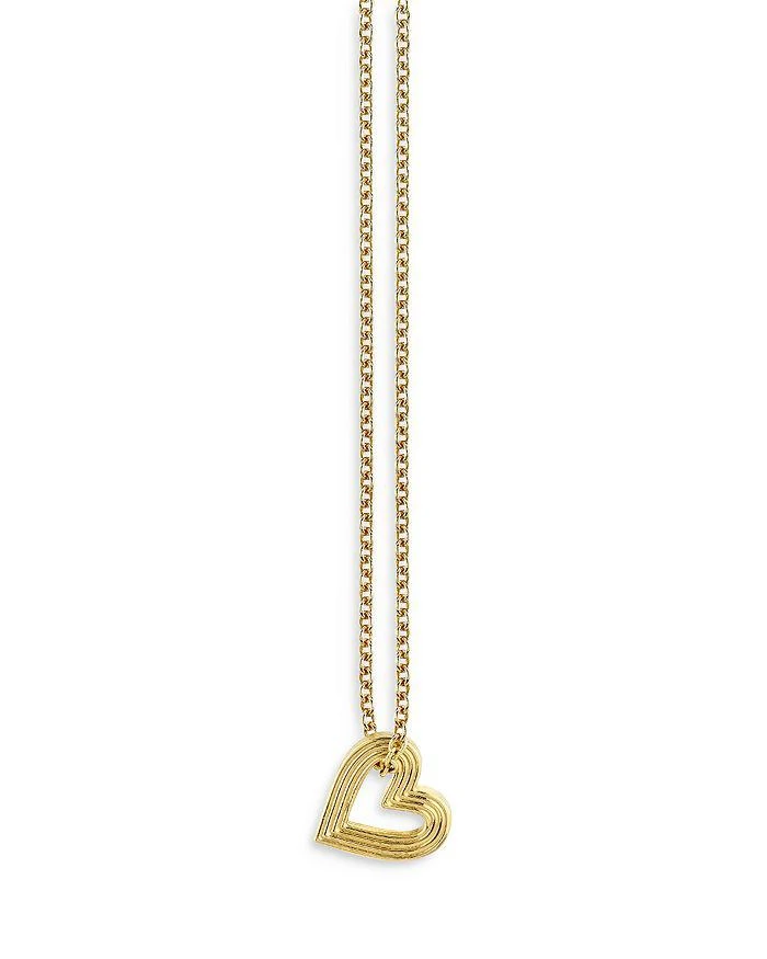 Sydney Evan 14K Yellow Gold Fluted Heart Pendant Necklace, 18"