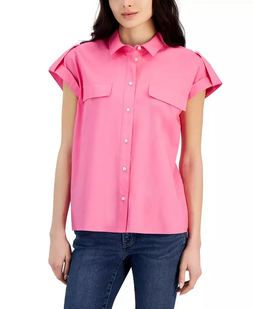 Nautica Jeans Women's Cap-Sleeve Cotton Utility Top 1