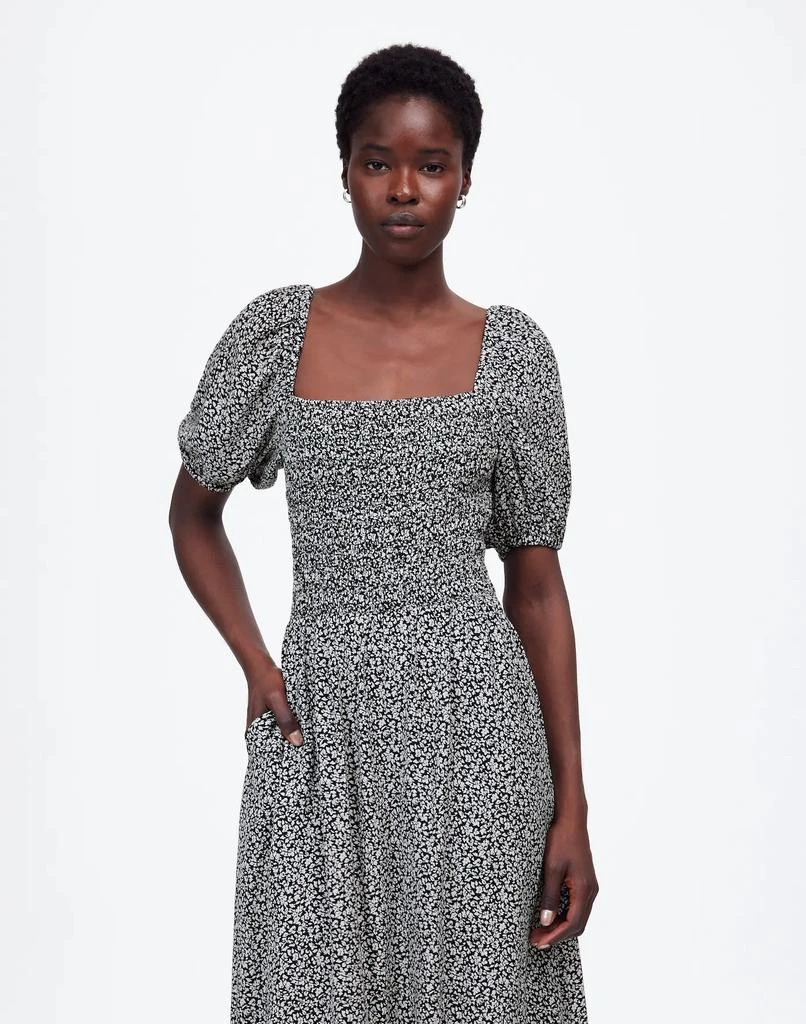Madewell Smocked Puff-Sleeve Midi Dress in Floral 2