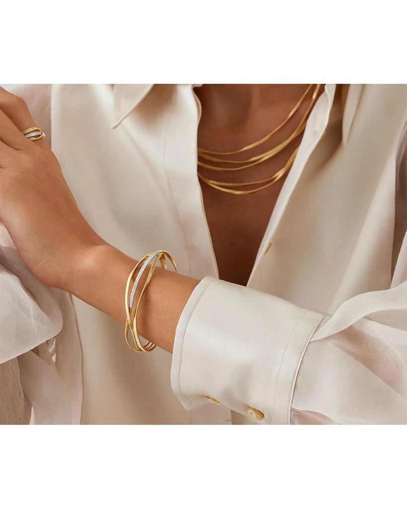 Marco Bicego 18K White & Yellow Gold Marrakech Diamond Three Strand Twist Bangle Bracelet 3