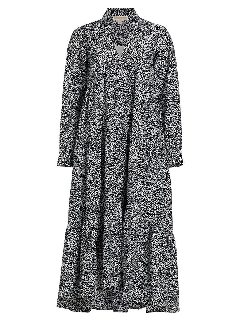 Michael Kors Leopard Silk-Blend Maxi Dress 1