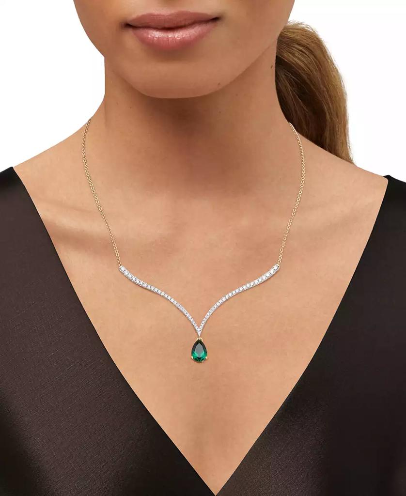 Grown With Love Emerald (1-1/2 ct. t.w.) & Lab Grown Diamond (1 ct. t.w.) Fancy 18" Pendant Necklace in 14k Gold (Also in Lab Grown Ruby & Lab Grown Sapphire)