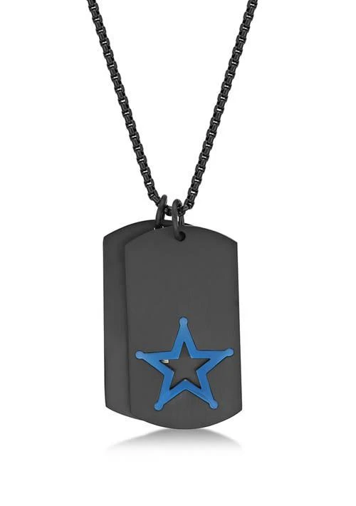 Belk
Co. Stainless Steel Dog Tag Pendant Necklace with Blue and Black Ion Plating