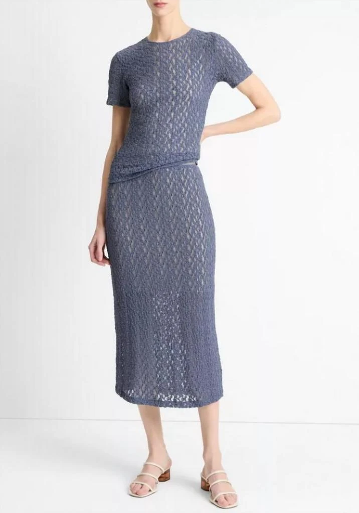 Vince Floral Smocked Midi Skirt In Mauve Thistle 1