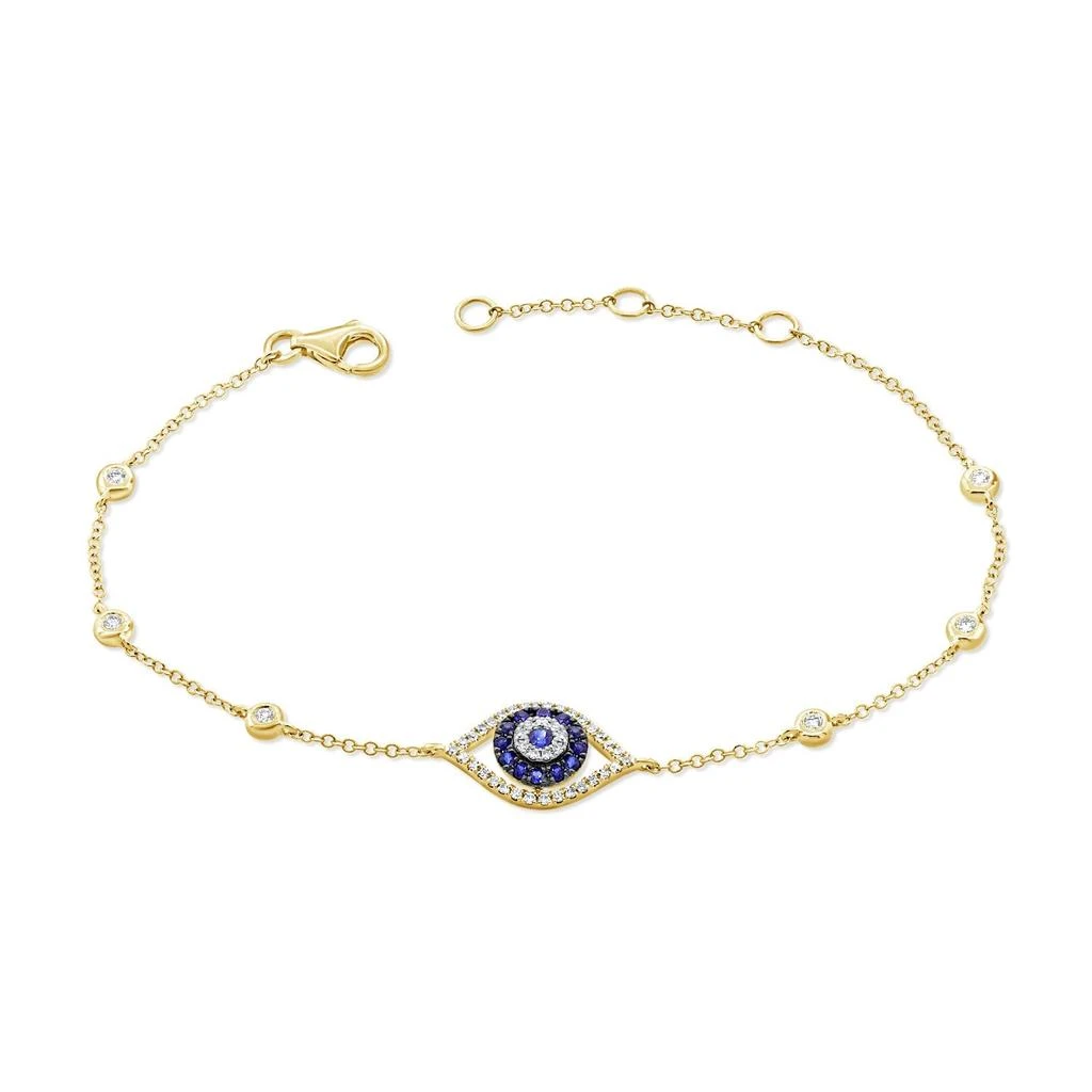 Sabrina Designs 14k Gold Sapphire & Diamond Evil Eye Bracelet 5