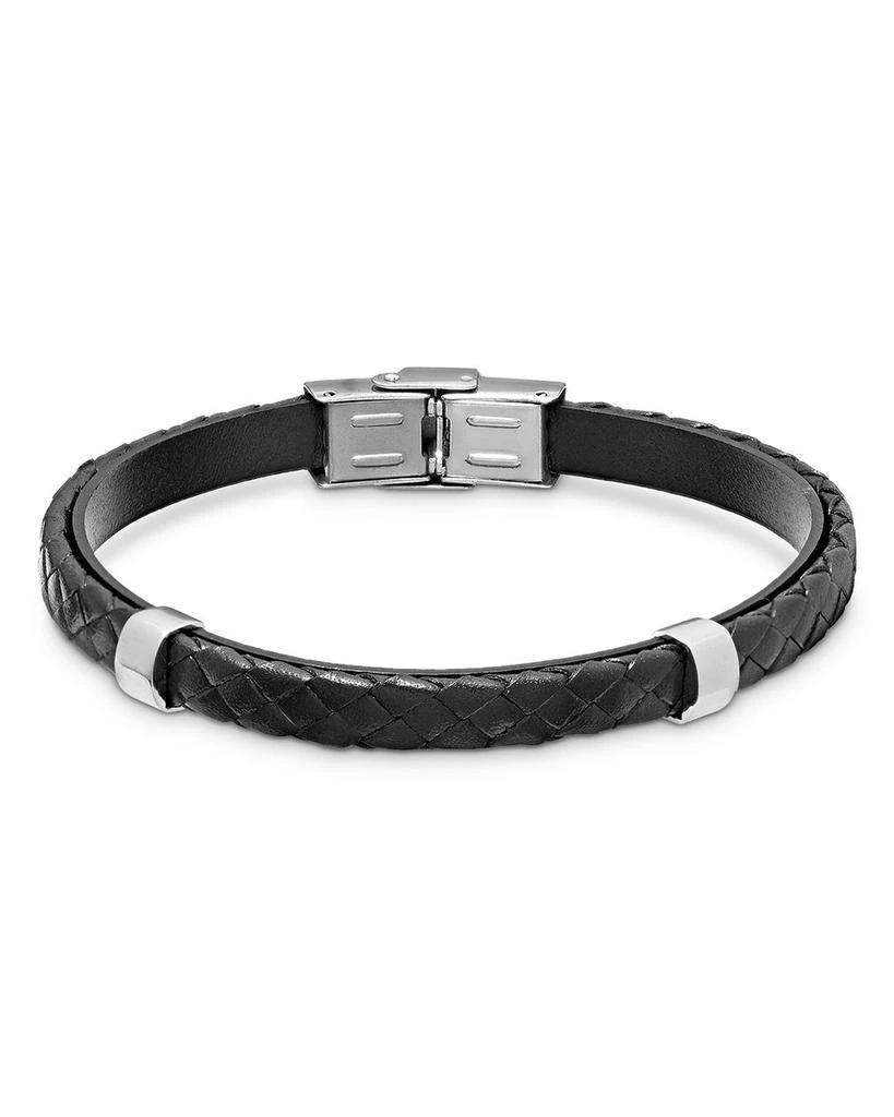 LINK UP Jan Leslie Double Steel Woven Leather Bracelet 1