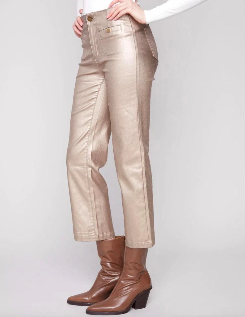 CHARLIE B Charlie B - Metallic Wax Twill Flare Leg Pant