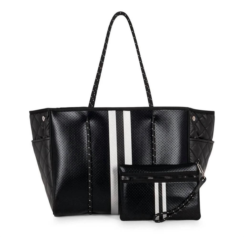 HAUTE SHORE Greyson Carbon Neoprene Tote Bag In Black And Silver 1