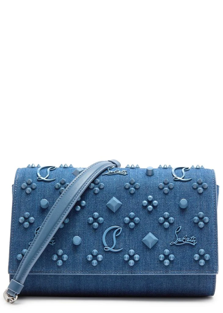 Christian Louboutin Paloma embellished denim clutch 1