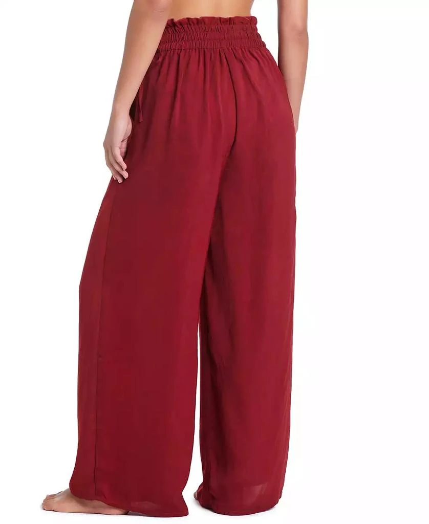 Red Carter Hammered Wide Leg Cover-Up Pants 3