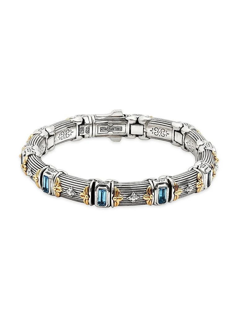 Konstantino Delos 2.0 Doric 18K Gold, Sterling Silver & Blue Topaz Bracelet 1