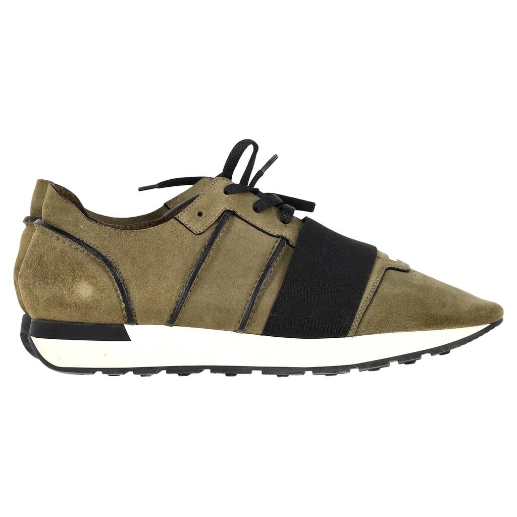 Balenciaga Race Runner Sneakers in Olive Green Suede 1