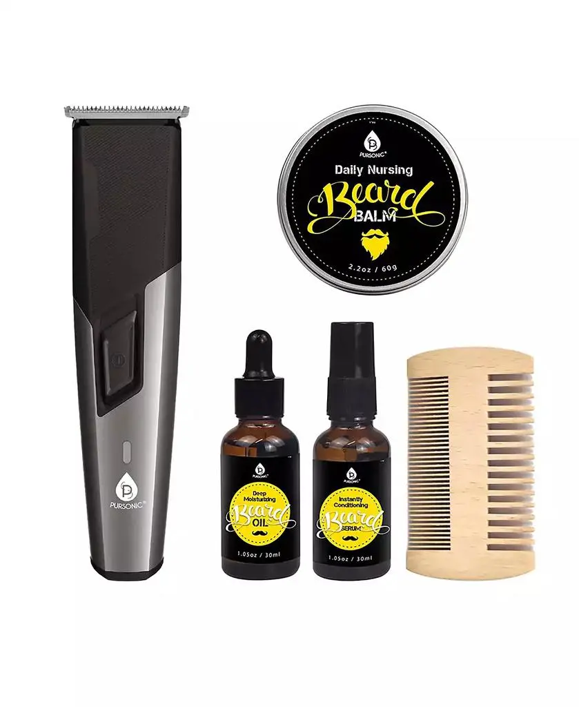 PURSONIC Mario Lopez Rechargeable Men s Grooming & Beard Care Bundle – Complete Hair, Beard, Nose, and Ear Kit