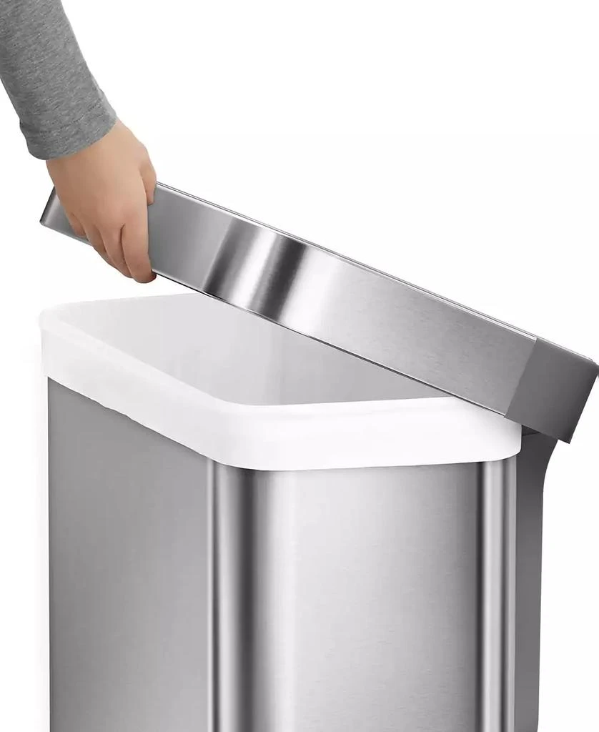 simplehuman 45 Liter Rectangular Liner Rim Steel Kitchen Trash Can with Liner Pocket 10