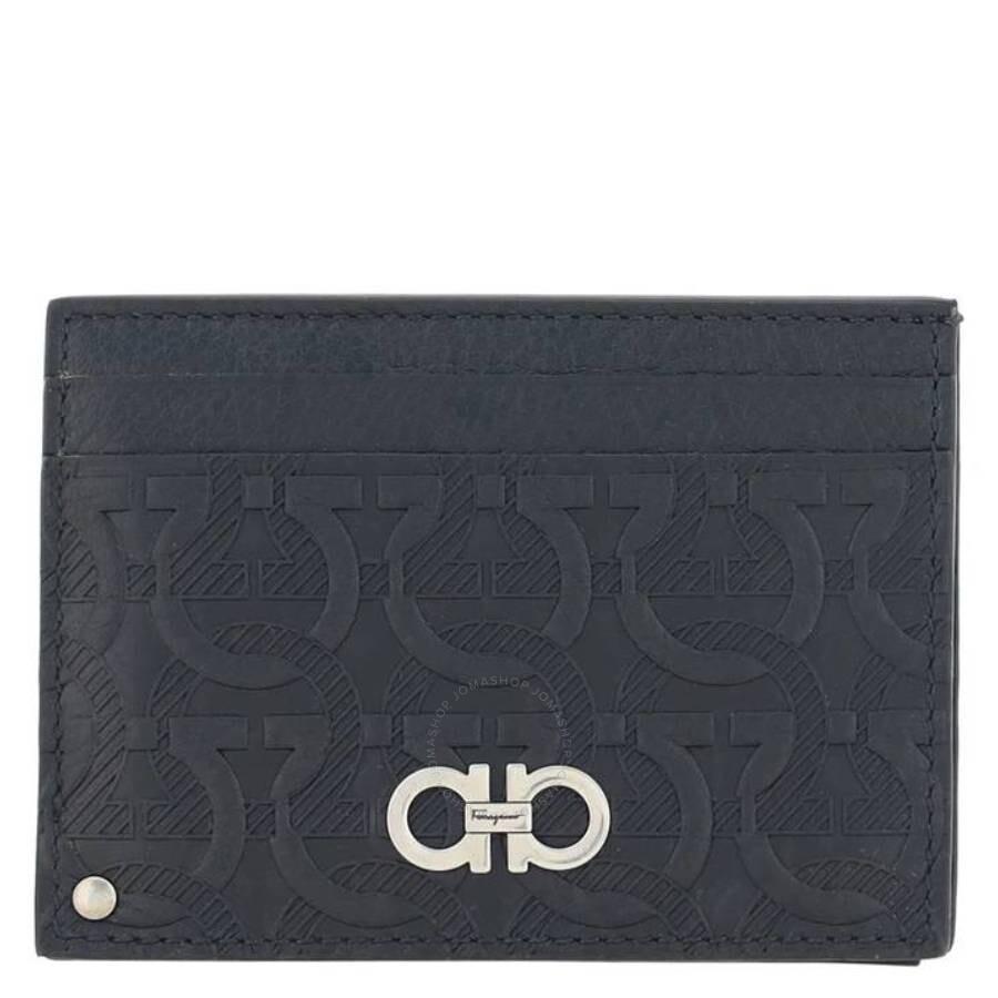 FERRAGAMOフェラガモCut Out Card Holderカードウォレット Ferragamo Blue & Black Cut Out Card Holder Salvatore Ferragamo