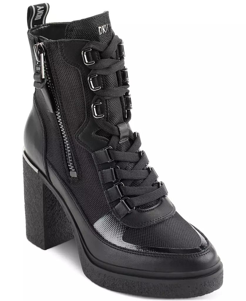 DKNY Women's Toia Lace-Up Zip Block Heel Booties