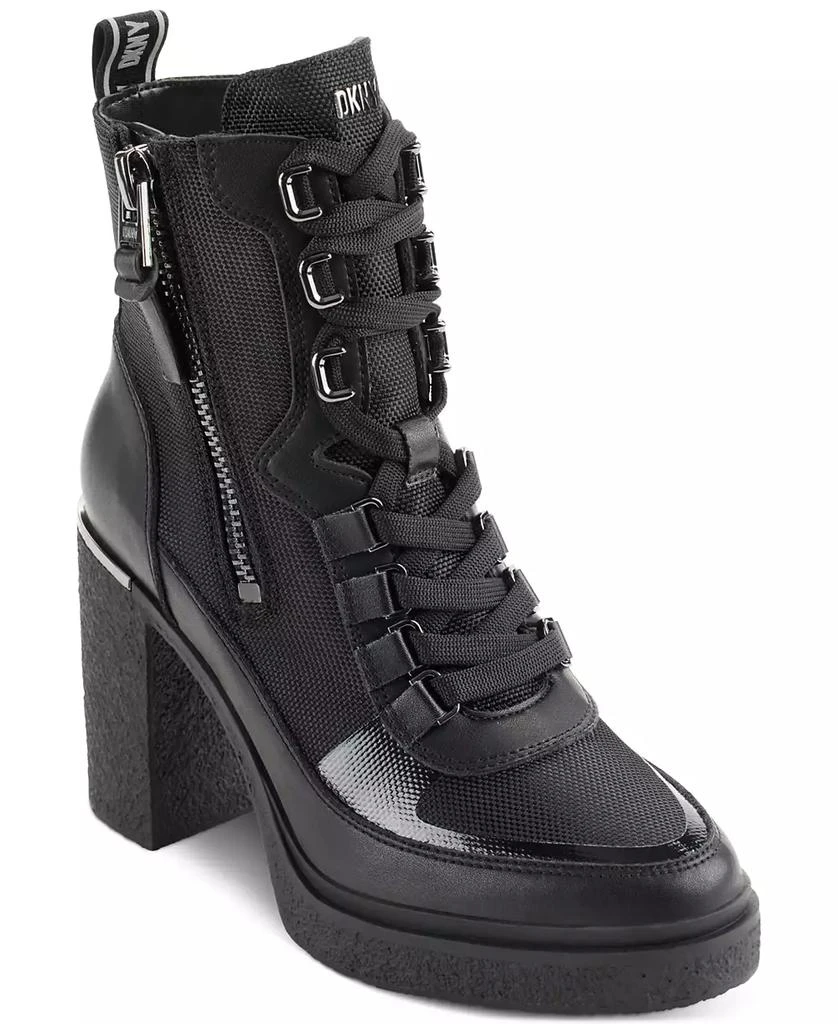 DKNY Women's Toia Lace-Up Zip Block Heel Booties 1