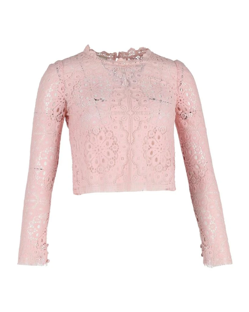 Temperley London Cropped Top in Pink Cotton Lace 1