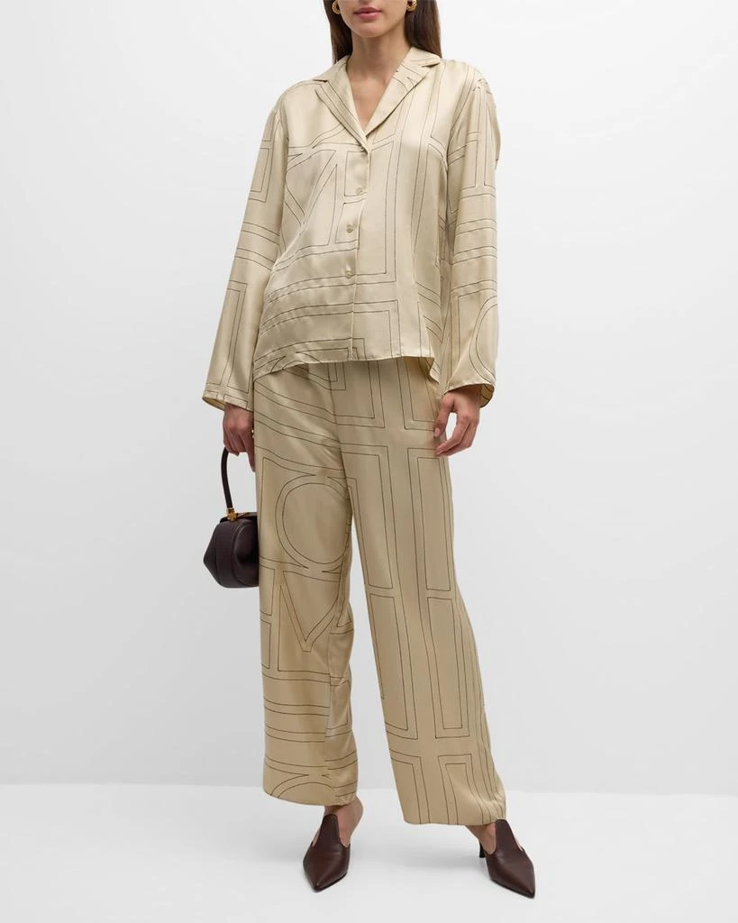 Totême Monogram-Embroidered Silk Pajama Pants 3