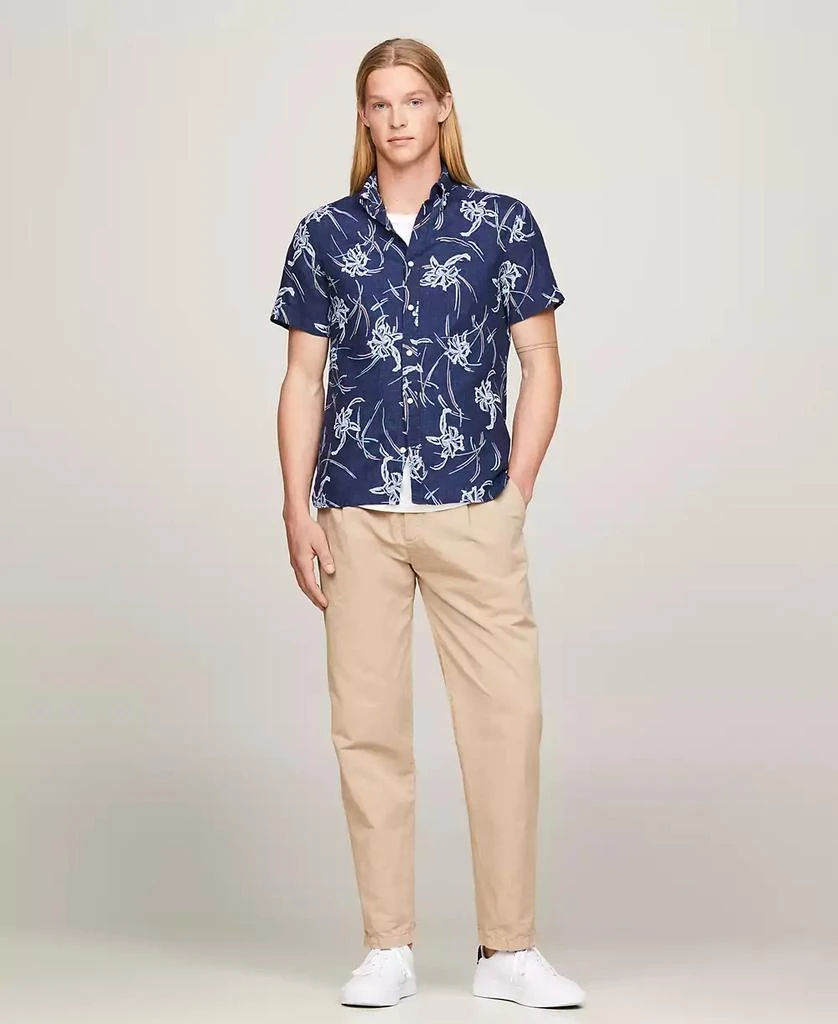 Tommy Hilfiger Men's Short Sleeve Tropical Print Button-Down Shirt 4