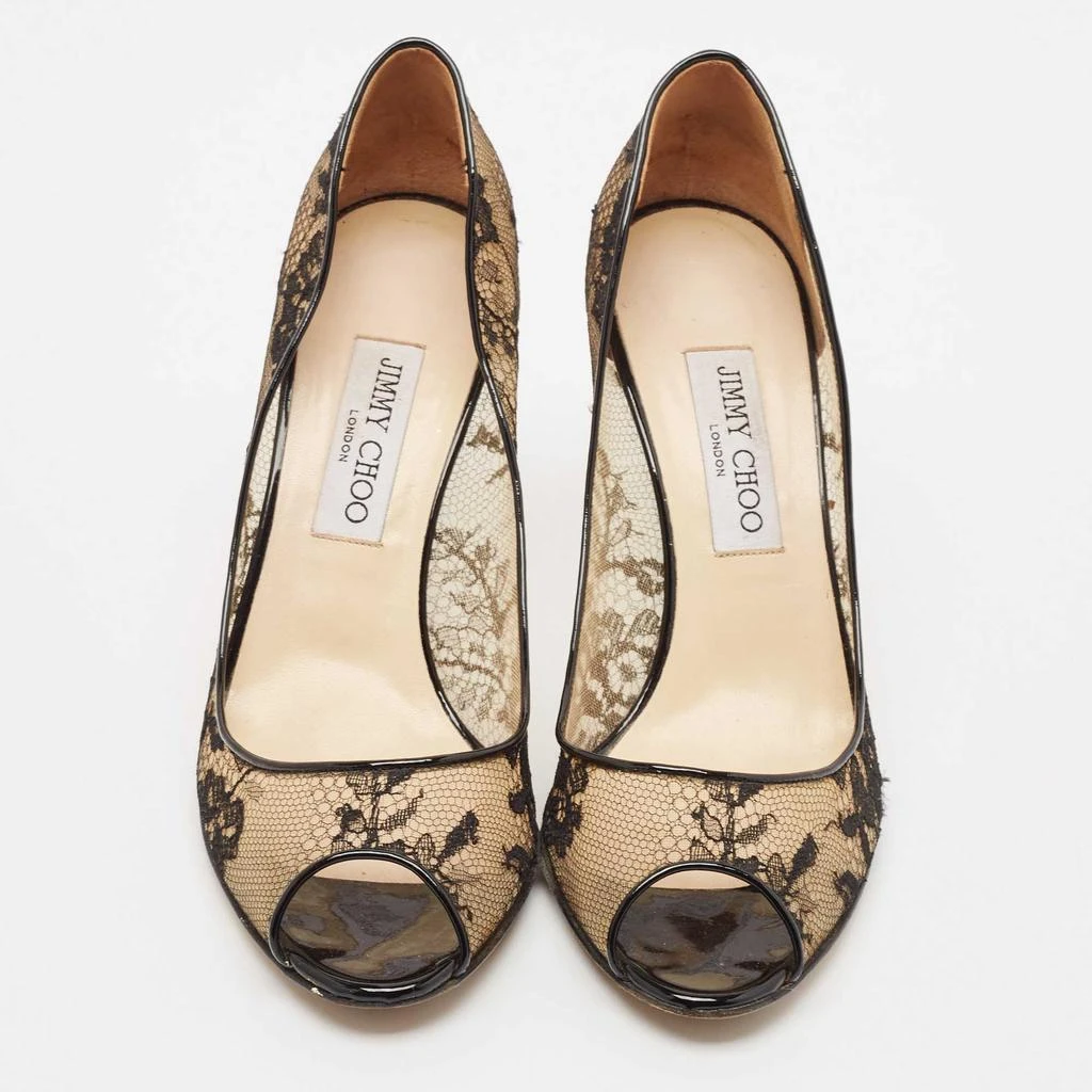Jimmy Choo Jimmy Choo Black Lace Luna Peep Toe Pumps Size 39.5 3