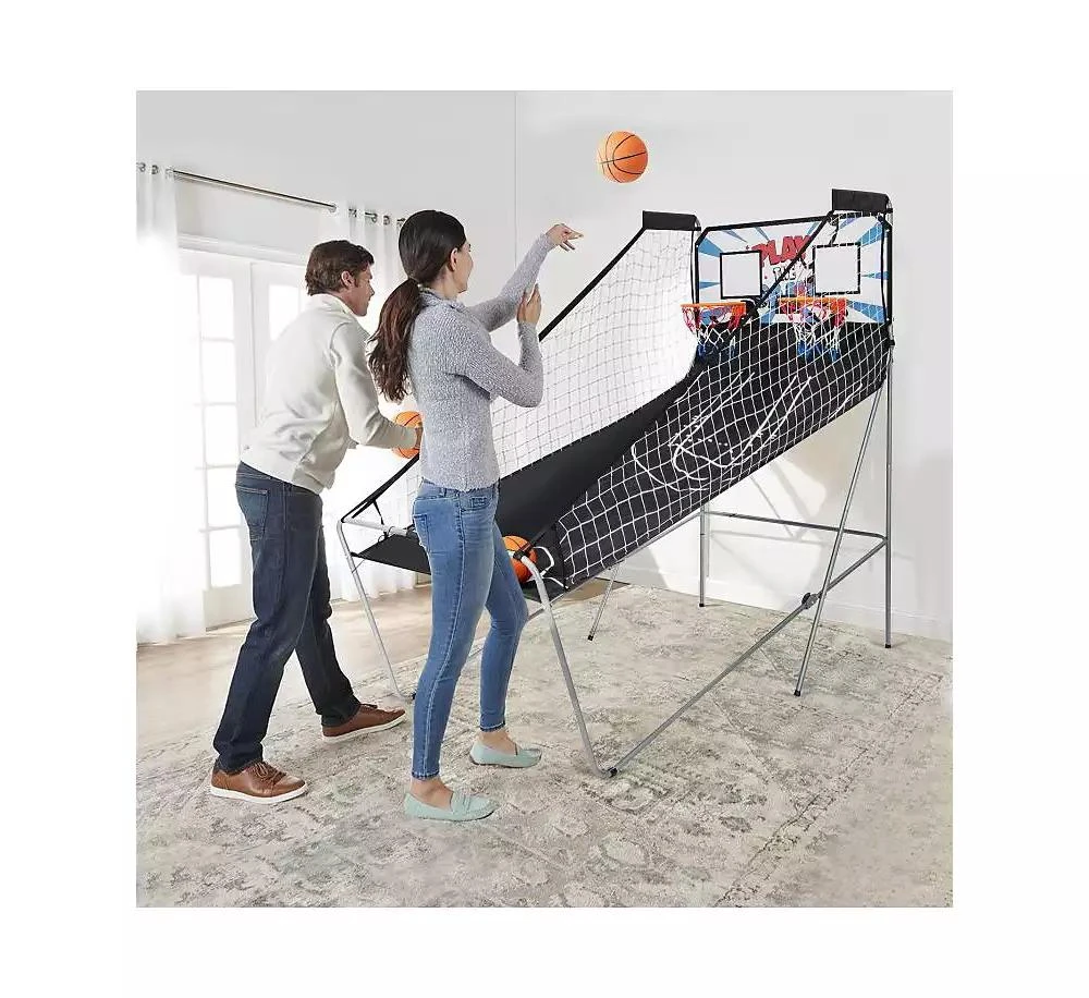 Slickblue Foldable Dual Shot Basketball Arcade Game with Electronic Scoring System 2