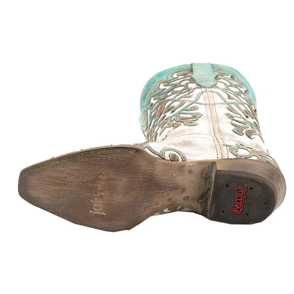 Ferrini Ivy Embossed Embroidered Snip Toe Pull On Cowboy Boots 4