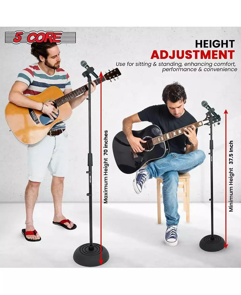 5 Core Microphone Stand Floor 4 Pcs Adjustable w Extending Telescoping Boom Arm 8