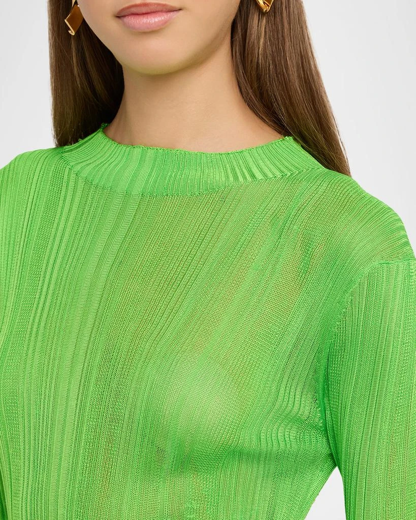 Gabriela Hearst Aveda Mock-Neck Silk Plisse Knit Sweater 5
