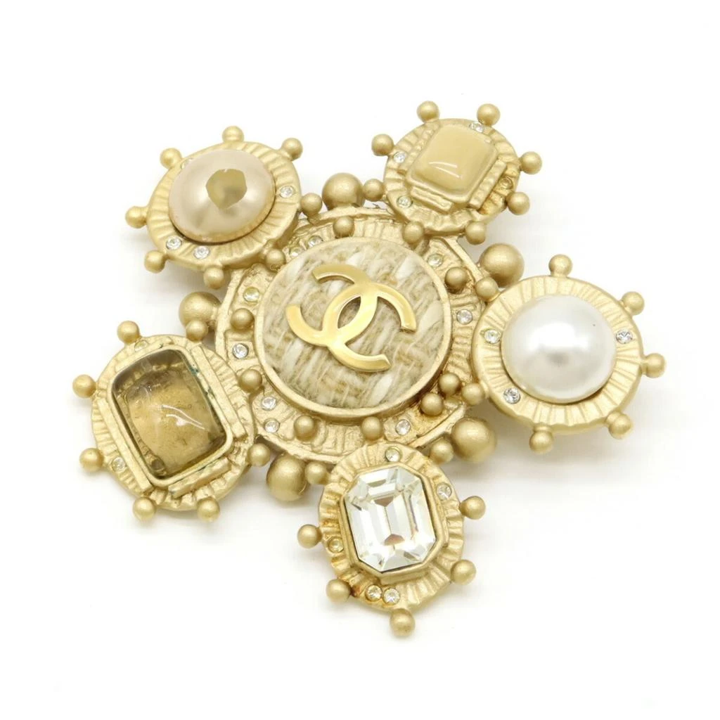 Chanel Artificial ivory Plating Rhinestone Pin Brooch (Pre-Owned)